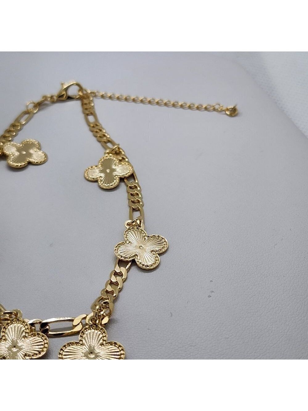Brand New Brazilian 18k Gold Filled Six Clover Anklet - Picture 2 of 4
